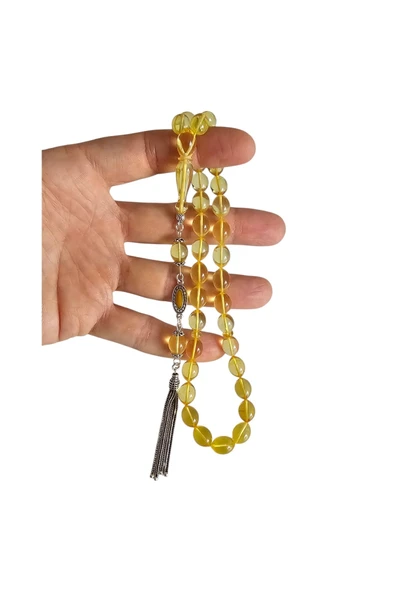 Gümüş Püsküllü Damla Kehribar Tesbih Lt1274 - 6