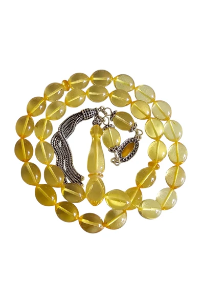 Gümüş Püsküllü Damla Kehribar Tesbih Lt1274 - 4