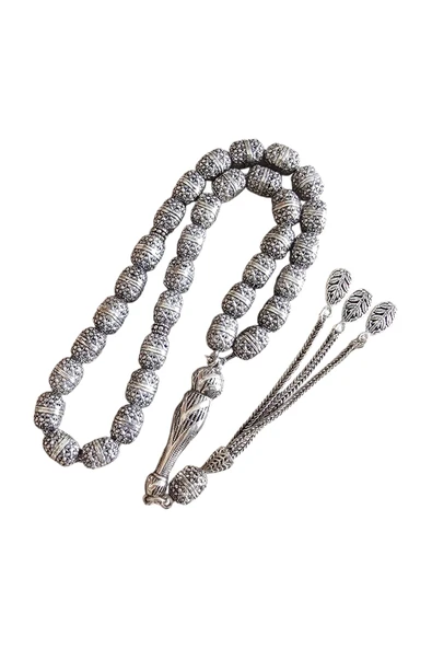 Özel Kutusunda Altın İşçilikli Fizyon Gümüş Tesbih Lt1332 ürün görseli 1