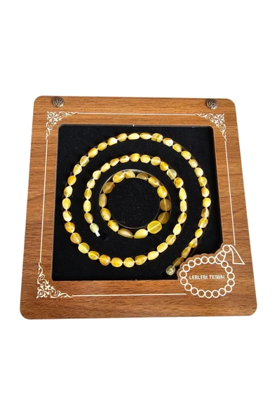 Damla Kehribar Kolye - Bileklik Set Lt1345