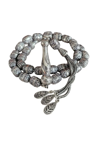 Özel Kutusunda Altın İşçilikli Fizyon Gümüş Tesbih Lt1332 - Resim 5