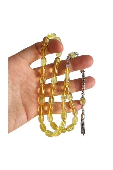 Gümüş Püsküllü Damla Kehribar Tesbih Lt1273 - 4