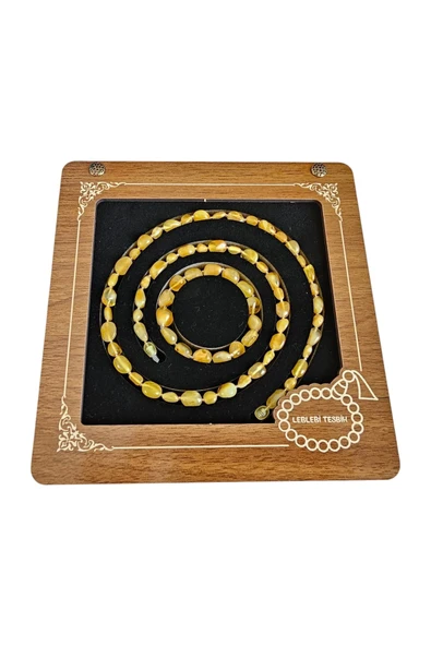 Damla Kehribar Kolye - Bileklik Set Lt1341