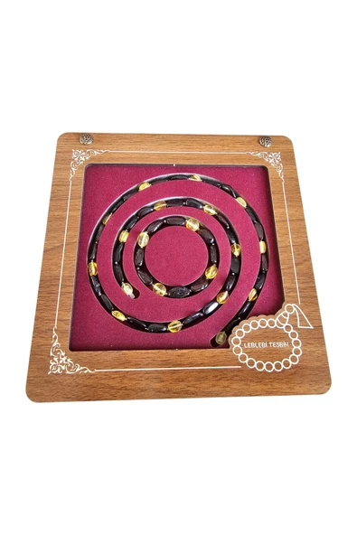 Damla Kehribar Kolye - Bileklik Set Lt1347