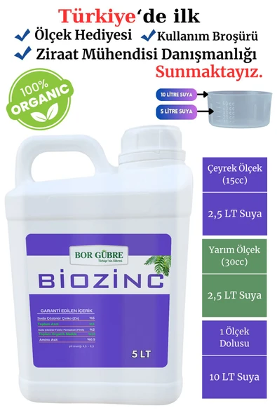 GÜBRE Biozinc-5lt Çinko Sıvı Organik Madde Gübresi - 1