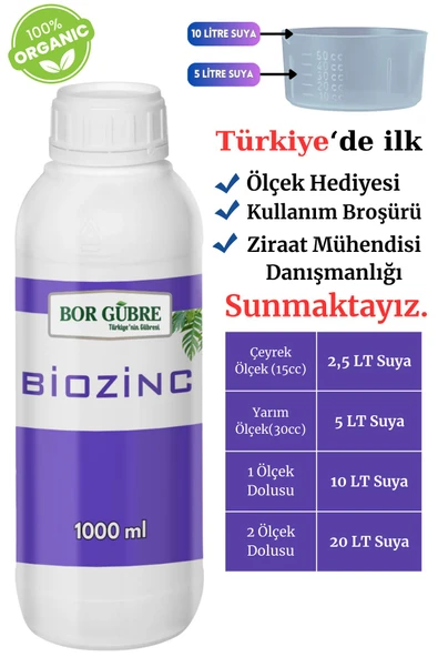 GÜBRE BIOZINC-1000ML Çinko Sıvı Organik Madde Gübresi - 1