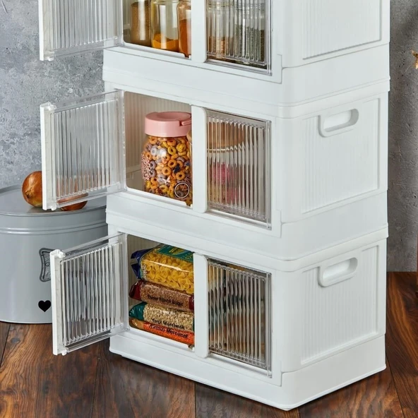 Tek Katlı (1 Ünite) Üst Üste Eklenebilir Demonte Mutfak ve Banyo Düzenleyici Raf-Beyaz - Resim 5