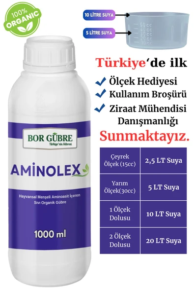GÜBRE Hayvansal Menşeli Amino Asit İçeren Sıvı Organik Gübre-Aminolex-1000ML (Fabrikadan Halka Üretim) - 1