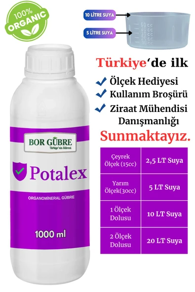 GÜBRE Potalex -1000ML Sıvı Organik Potasyum Çözeltisi - (Fabrikadan Halka Üretim Zinciri Kampanyası) - 1