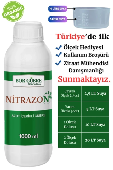 GÜBRE Nitrazon -1000ML Azot Içerikli Sıvı Organik Madde Gübresi- (Fabrikadan Halka Üretim Zinciri) - 1