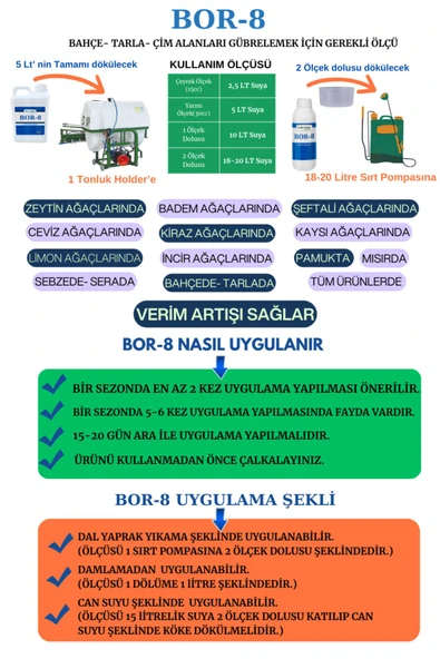 Bor -8 Sıvı Gübre 5 Lt Köklenme Ve Direnç Artışı Oluşturur. Ürün Kalitesi Ve Verimini Arttırır. - 4
