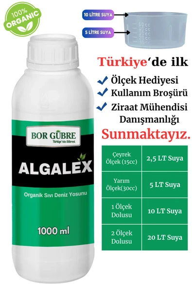 GÜBRE Sıvı Deniz Yosunu İçeren Organik Sıvı Gübre-Algalex-1000ML(Fabrikadan Halka Üretim Zinciri) - 1