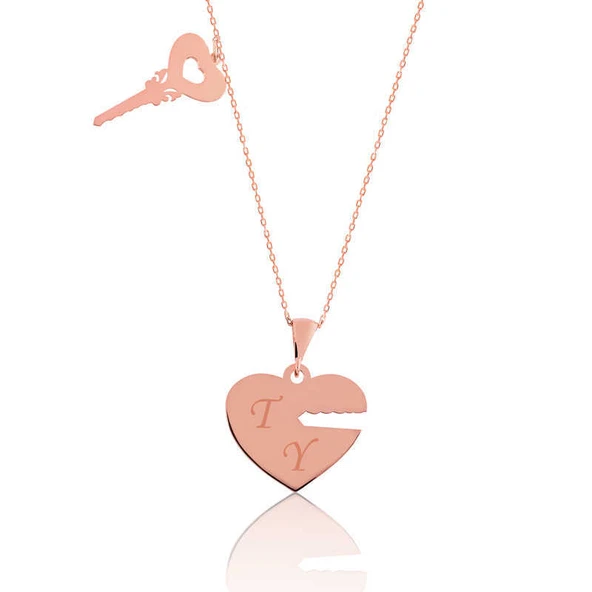 Gümüş Rose Kalbimin Anahtarı İsimli Bayan Kolye ürün görseli 1