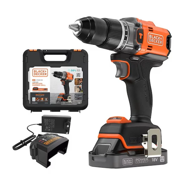 Black&Decker BLD683D1XK-QW 18v Powerconnect Akülü Darbeli Matkap (fırçasız, 1x 2,0ah Akü, 1a Şarj Cihazı Ve Kit Kutusu İle) - 1