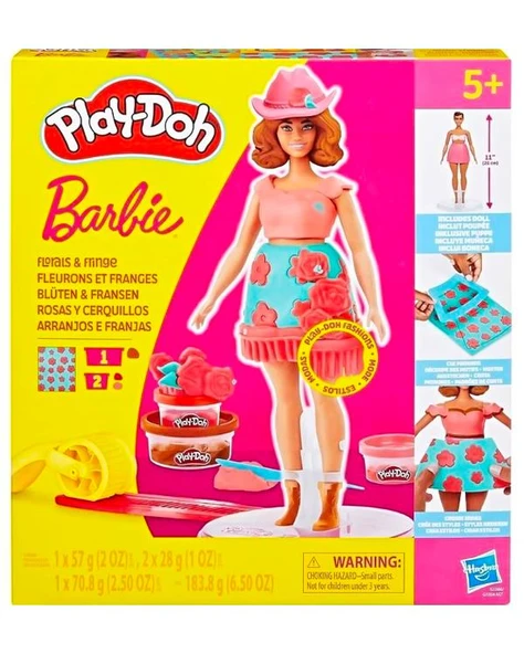 Play Doh Barbie Çiçekli ve Püsküllü Oyun Hamuru Seti G1360