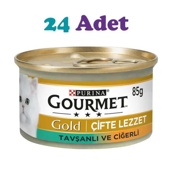 Gourmet Gold Parça Etli Soslu Ciğerli Ve Tavşanlı Kedi Konservesi 85g (24 Adet)