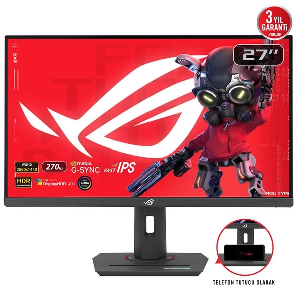 ASUS ROG Strix XG27ACMG 27" 270Hz 1ms HDMI DP USB-C AdaptiveSync Pivot WQHD Fast IPS Gaming Monitör - Resim 2