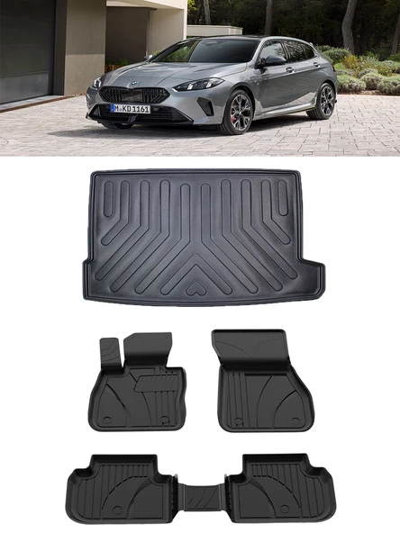 Sahler Premıum Bmw 1 Serisi F70 2024 ve Sonrası  4.5D Sahler Paspas ve Rizline 3D Bagaj Havuzu