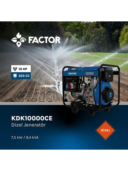 Factor KDK10000CE Dizel Jeneratör 9.4 KVA İpli ve Marşlı Monofaze - 2