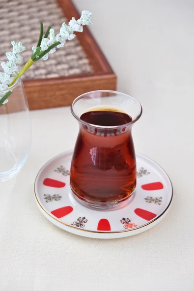 Tabak Evi Porselen Acem Zade Kırmızı Çay Tabağı 12,5cm Tekli - 3