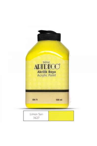 Artdeco Lisans Kırtasiye Akrilik Boya 500ml Limon Sarı 3627 - 1