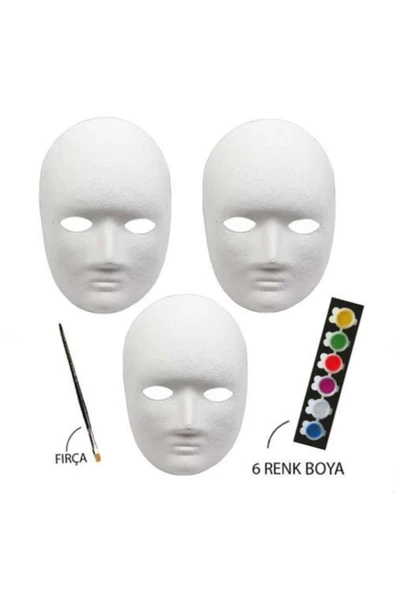 Kampus Kırtasiyem Maske Boyama Seti, 3 Lü, Maske, Fırça Ve Boya, Eğitici Maske Boyama - 1