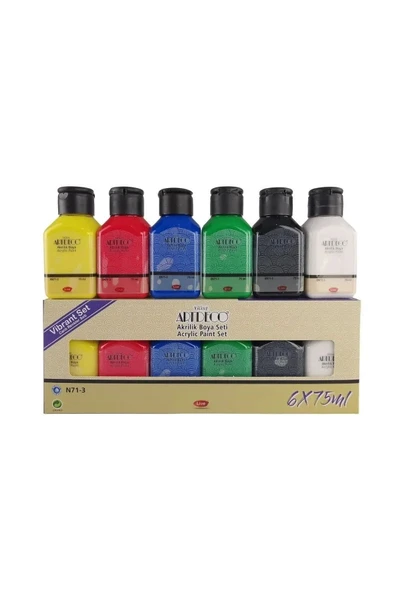 Artdeco Lisans Kırtasiye Canlı Renkler 6x75ml Akrilik Boya Seti - 1