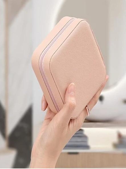 PEMBE Takı Kutusu Düzenleyici Taşınabilir Mücevher-Takı Saklama Kutusu Mini Çoklu Takı Organizeri - 4