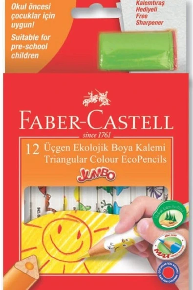 Faber Castell Faber Kuruboya Jumbo Üçgen ½ Boy 12 Li 123013 - 1