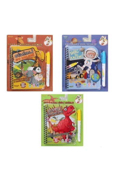 KampusKirtasiyem Sihirli Su Boyama Defteri 3'lü Set Uzay, Orman, Dinazor Temalı Water Magic - 1