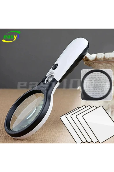 Choice White Magnifying Glass HKampusKirtasiyemheld 45X Magnifier Clearly to See With 3 LED Lights For Reading Magnif... - 2