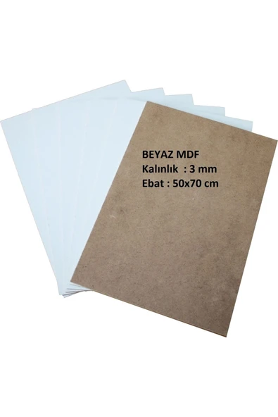 mobilreyon - 4 Adet Beyaz Mdf Duralit 3 Mm , 50x70 Cm (resim Kağıdı Ölçüsü),bir Tarafı Beyaz Boyalı