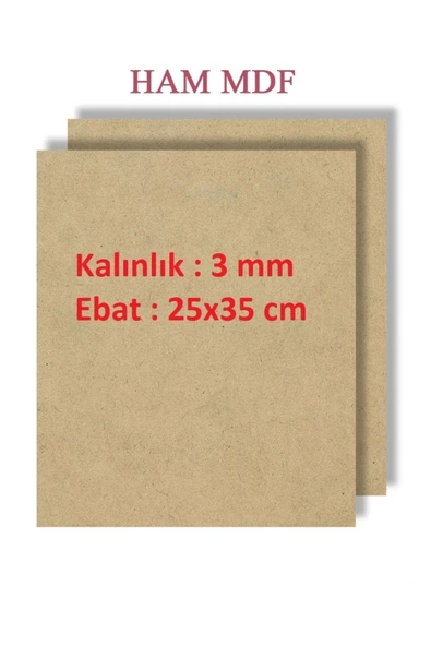 mobilreyon - 5 Adet Duralit Ham Mdf 3 Mm 25x35 Cm B4 ( Resim Kağıdı Ölçüsü )