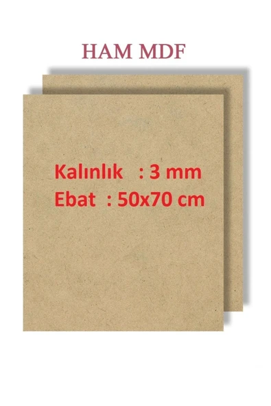mobilreyon - 4 Adet Duralit Ham Mdf 3 Mm Kalınlık , 50x70 Cm ( Resim Kağıdı Ölçüsü )