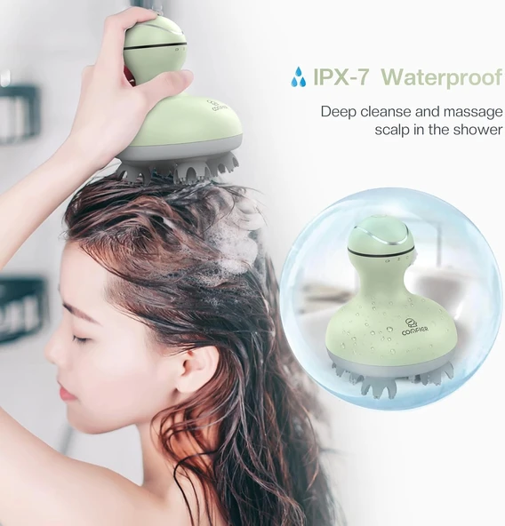 COMFIER Kablosuz Elektrikli Saç Derisi Masaj Cihazı - Yeşil - 4