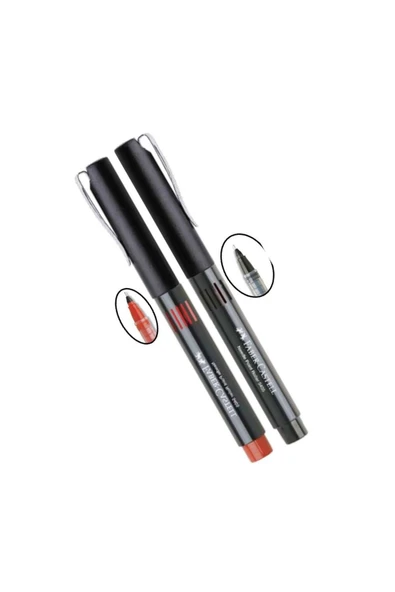 Faber Castell Siyah Kırmızı Pilot Kalem Iğne Uçlu 0.5 Needle Point Roller 2 Adet 0,5 Uçlu Pilot Kale - 1
