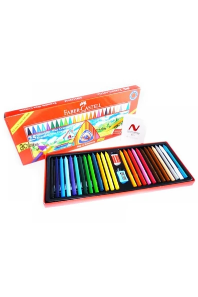 Faber Castell 25 Renk Mum Boya Wax Crayon Silinebilir Boya Üçgen