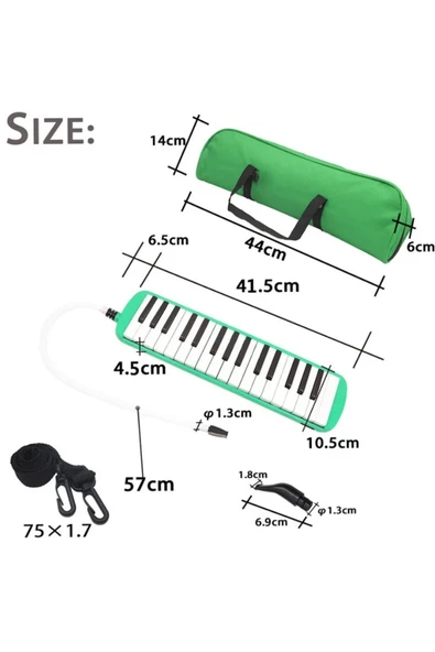 Südor 32 Tuş Melodika Bez Çantalı Melodika Set Siyah Renk Ticon Taşıma Kalplu - 4