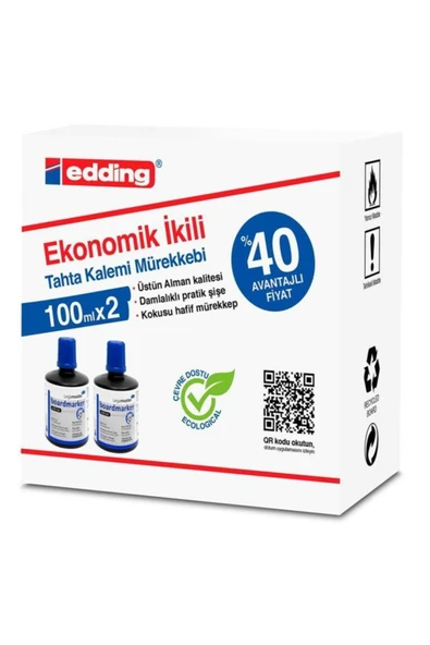 Legamaster Tahta Kalem Mürekkebi Ekonomik 100 ml Mavi (2 Li Paket) - 1