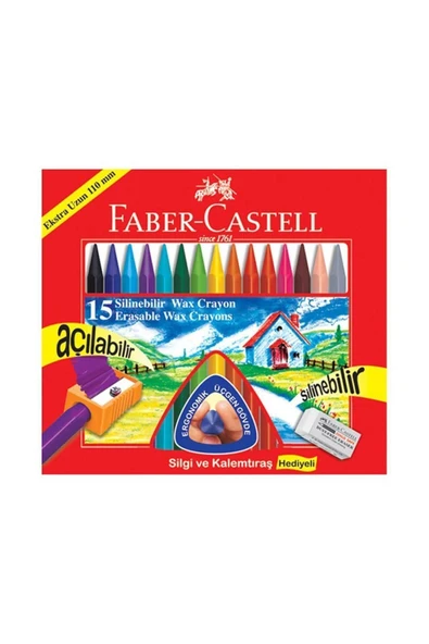 Faber Castell Silinebilir Wax Crayon Mum Boya 15 Renk