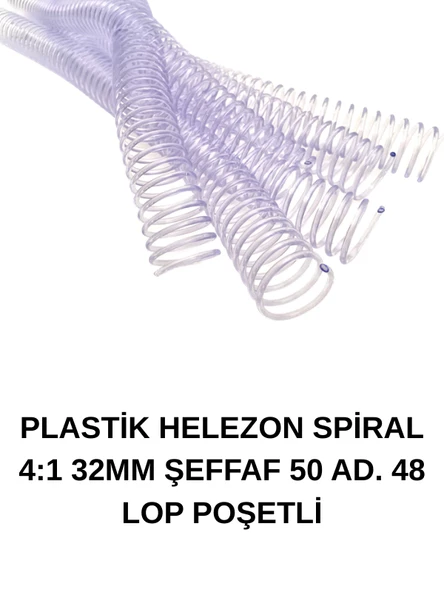 PLASTİK HELEZON SPİRAL 4:1 32MM ŞEFFAF 50 AD. 48 LOP POŞETLİ ürün görseli 1