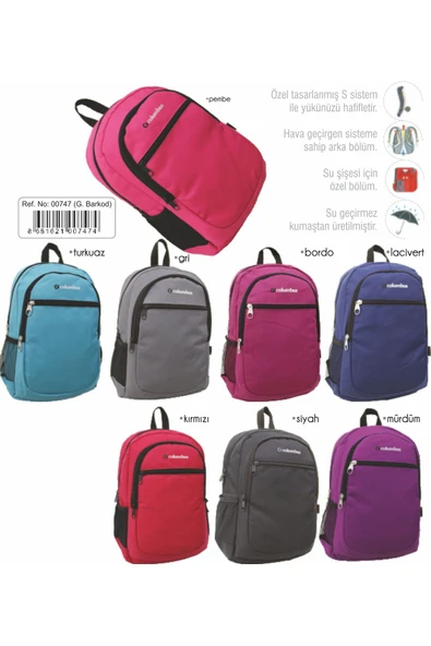 Columbus Eko Okul Çantası Özel S Sistem Ile Yükünüzü Hafifetir. Hava Geçirgen Arka Bölüm.su Geçirmez Kumaş. - 4