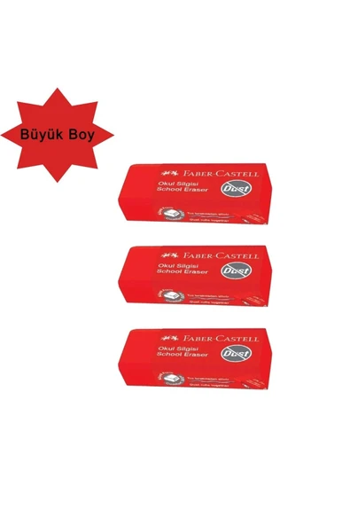 Faber Castell Kırmızı Büyük Boy Okul Silgisi 3 Adet