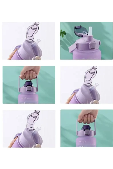 KampusKirtasiyem Su Matarası 2’li Motivasyonel Sporcu Su Matarası Seti 2lt Ve 0,9lt Bpa Free - 4