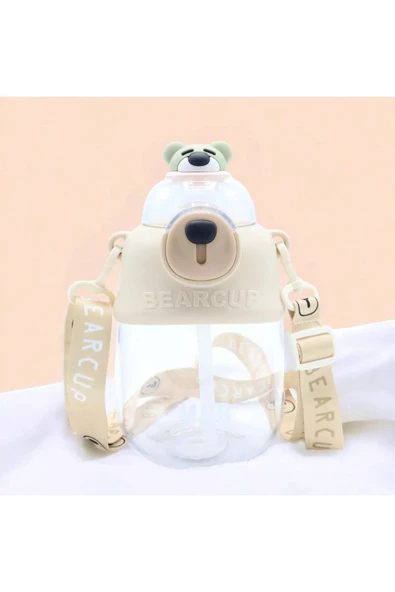 M&B WATER BOTTLE Askılı Ayıcıklı Matara, 1lt Çocuk Suluk, Sticker Hediyeli, Okul Için Bpa Içermez