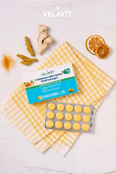 VELAVİT VELAVİT V- Colostrum With L-lysine Vitamin B2 Lozenges 15 Pastil - 6