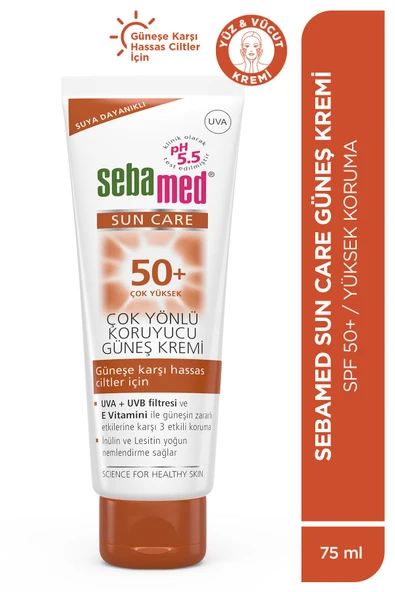 SEBAMED SEBAMED Sun Care UVA / UVB Filtresi ve E Vitamini Üçlü Yüksek Koruma Çok Yönlü Güneş Kremi 50 SPF 75 ml