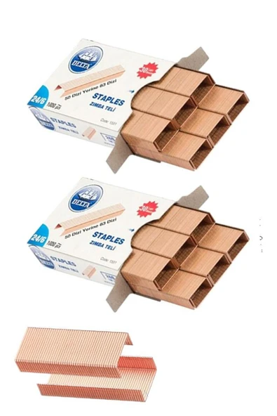 Kampus Kırtasiyem Zımba Teli 24/6 Bakır 1000 lik 2 Paket Büyük Delta Zımba Teli Sarı 30 Yaprak Zımbalama Kapasiteli Bü - 1