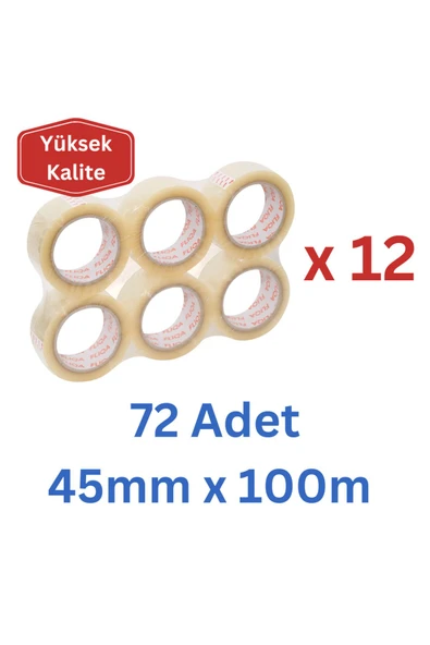 KampusKirtasiyem 2011 Hotmelt Yüksek Kalite Koli Bantı Şeffaf - 45mm X 100m - 72 Adet - 1 Koli