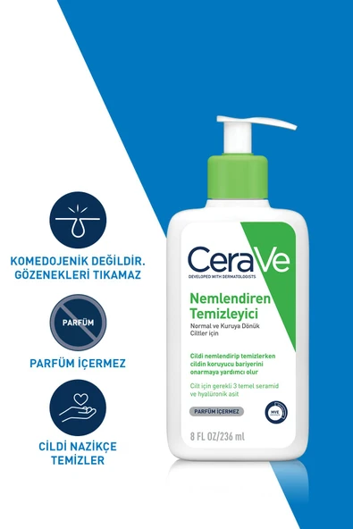 CERAVE CERAVE Normal Ve Kuruya Dönük Ciltler Için Nemlendiren Temizleyici 236ml - 6